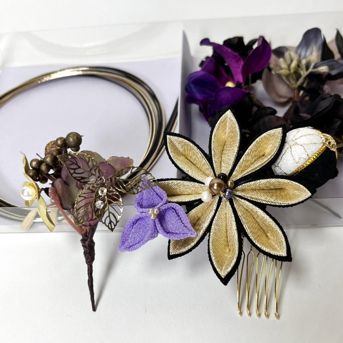 画像2: 24-2【ミニブーケ】黒×ゴールド (2)