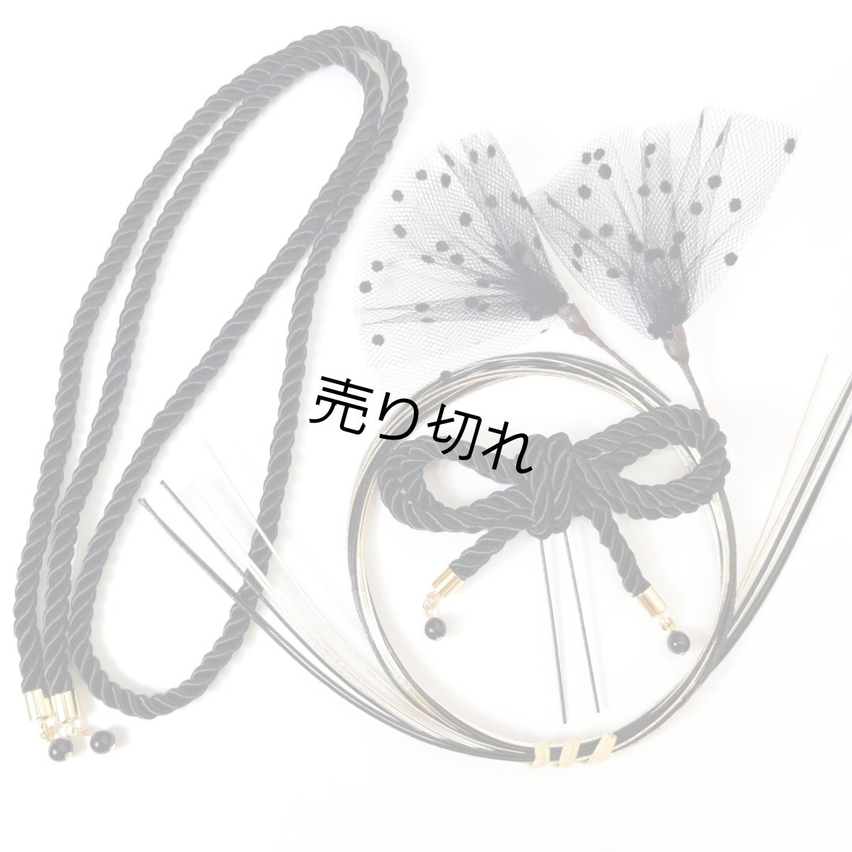 画像4: 21-5 【単品小物】パール付きリボン黒 (4)