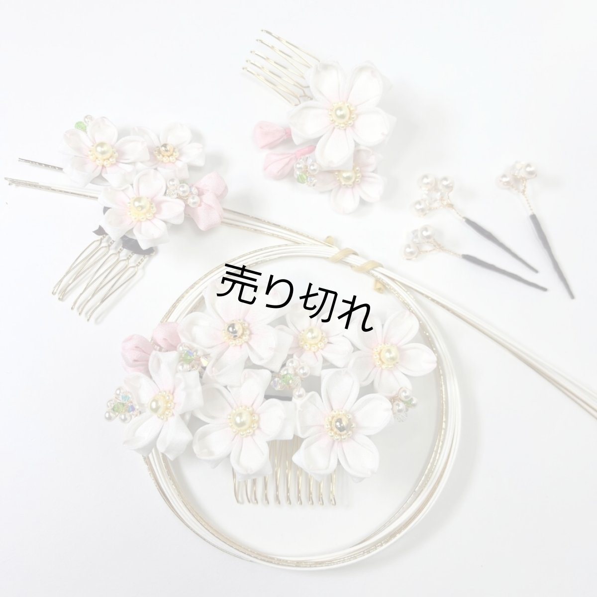 画像2: 1-4【桜】白（正絹ちりめん） (2)