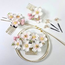 画像2: 1-4【桜】白（正絹ちりめん） (2)