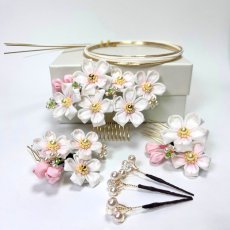 画像1: 1-4【桜】白（正絹ちりめん） (1)