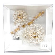 画像9: 7-6【水引の花】ダリア＋ゴールドワイヤーアクセサリ (9)