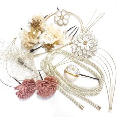 画像1: 3-10【ダリア&ドライフラワー】白×ゴールド (1)