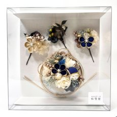 画像13: 18-4【プリザーブド&ドライフラワーコーム】くすみ×青 (13)