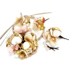 画像1: 24-25【玉飾り6個】白×くすみピンク (1)