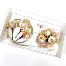 画像13: 24-25【玉飾り6個】白×くすみピンク (13)