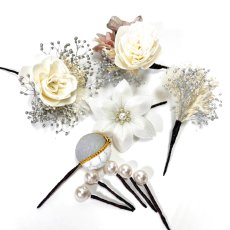 画像1: 23-10【プリザーブド&ドライフラワー】ミニブーケ&白百合 (1)