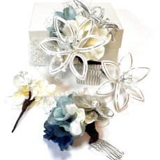 画像1: 7-7【水引の花】白百合 シルバー (1)