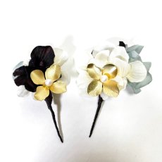 画像3: 23-11【メタルフラワーブーケ】青×ゴールド (3)