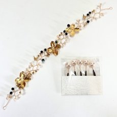 画像5: 7-8【水引の花】ダリア(黒)＋ゴールドワイヤーアクセサリ (5)