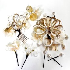 画像1: 7-9【水引の花】四つ葉　白 (1)