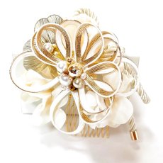画像2: 7-9【水引の花】四つ葉　白 (2)